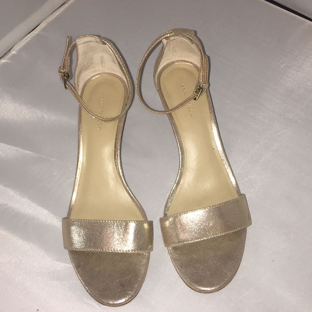 Ann Taylor Gold Wedge/Ankle Strap - Picture 2 of 6